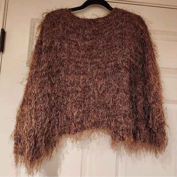 Shepatin vintage stringy knit brown cardigan sweater - Picture 4 of 5